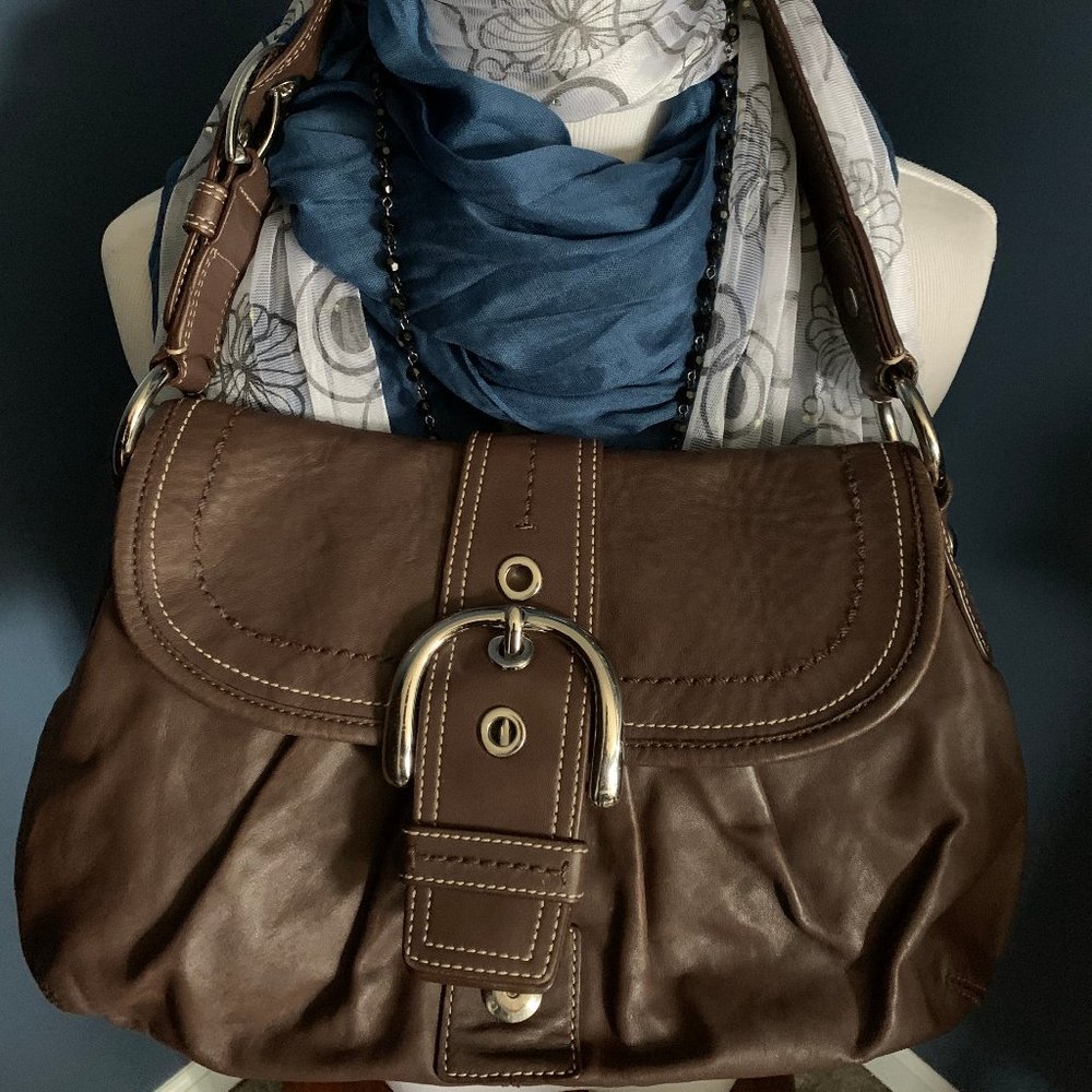 COACH AUTHENTIC F15204  BROWN LEATHER SHOULDER-BAG